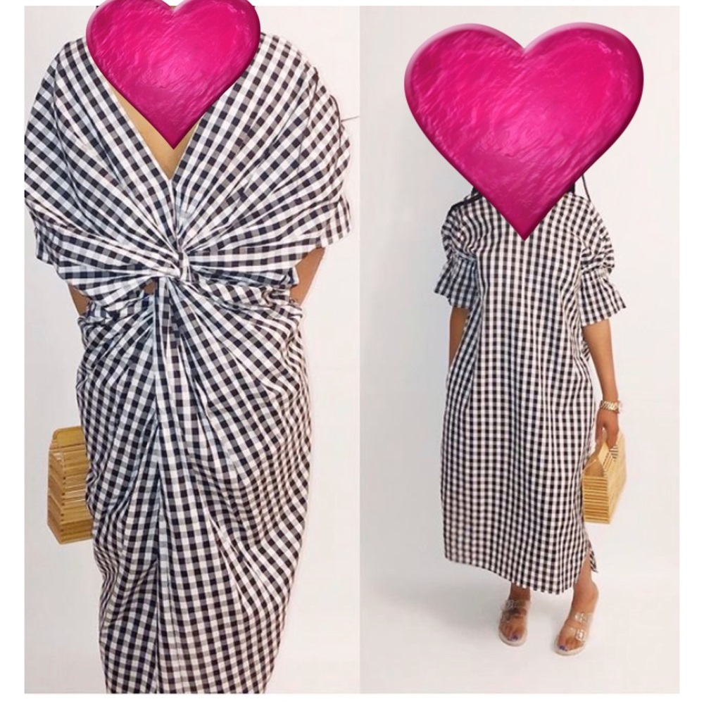 Gingham black and white maxi dress